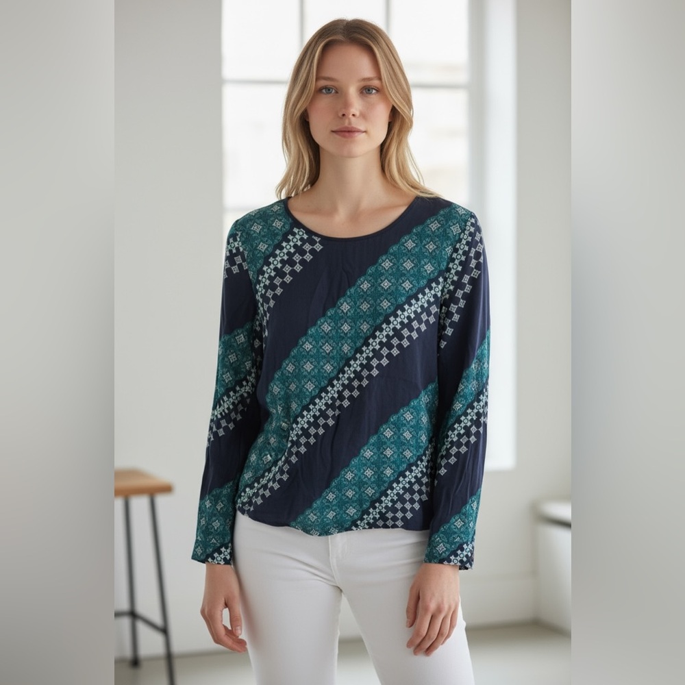 Talbots Royal Chain Stripe Top Medium
